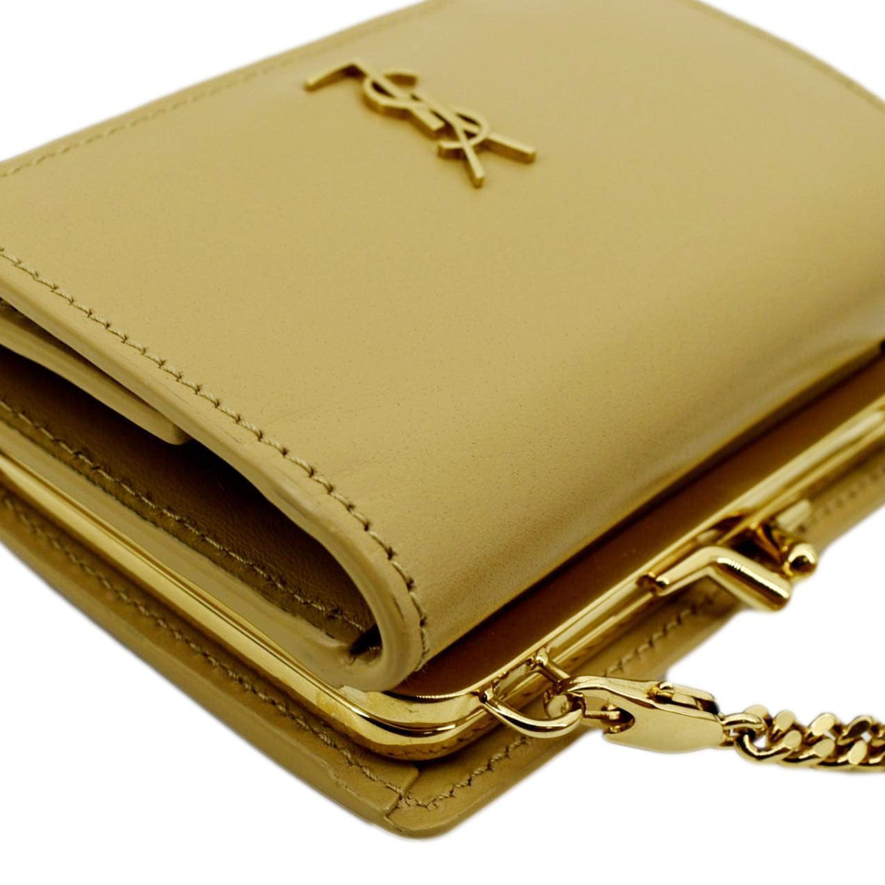 SAINT LAURENT Rider Smooth Leather Shoulder Bag Beige
