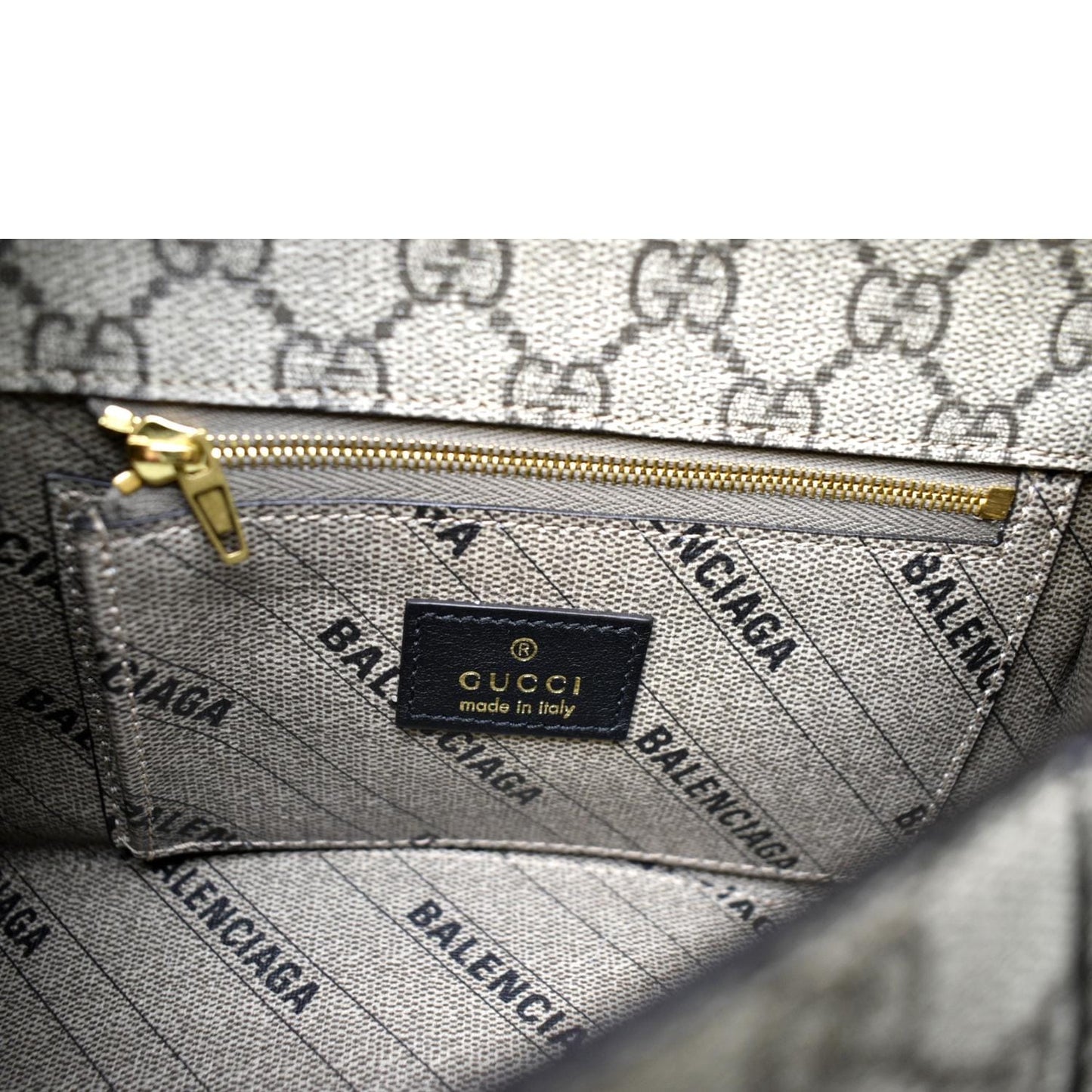 GUCCI x Balenciaga Hourglass GG Supreme Canvas Shoulder Bag Beige