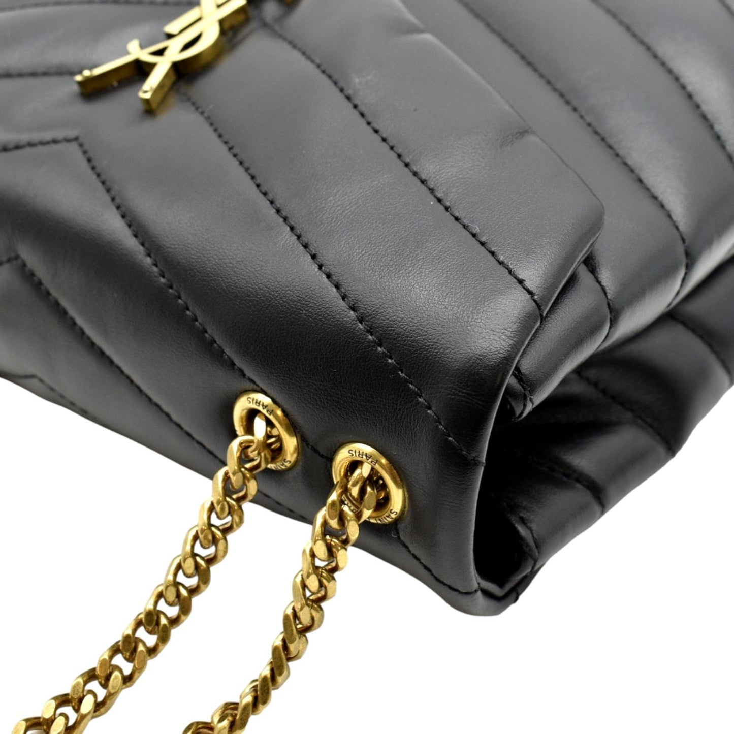 SAINT LAURENT Loulou Small Matelasse Leather Chain Shoulder Bag Black