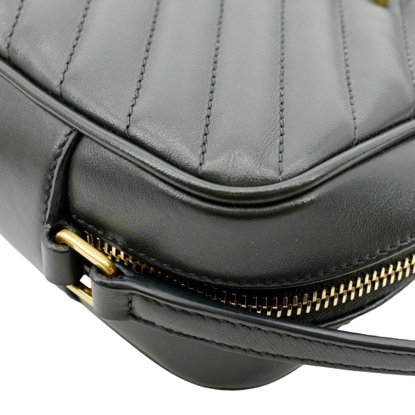 SAINT LAURENT Lou Chevron Leather Camera Crossbody Bag Green