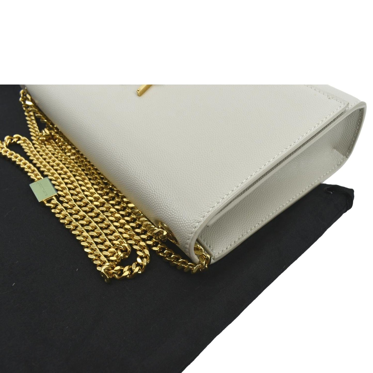 SAINT LAURENT Kate Grain De Poudre Leather Shoulder Bag Ivory