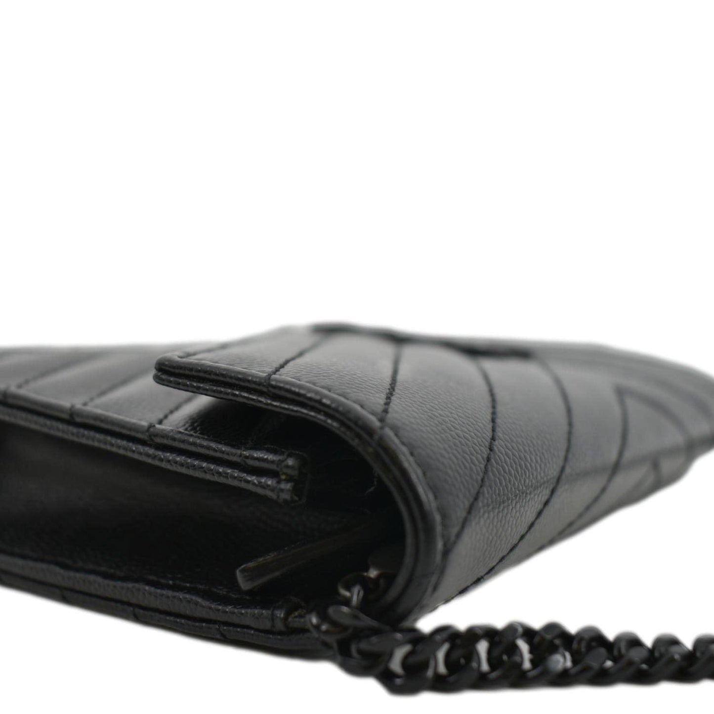 SAINT LAURENT Envelope Chain Leather Crossbody Bag Black