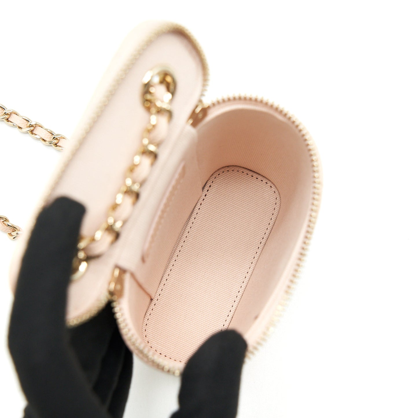 Chanel 22C Vertical vanity with chain Caviar beige L