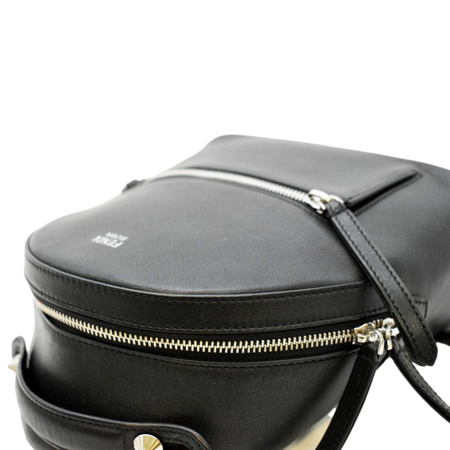 FENDI DotCom Flower Embellished Leather Shoulder Bag Tan