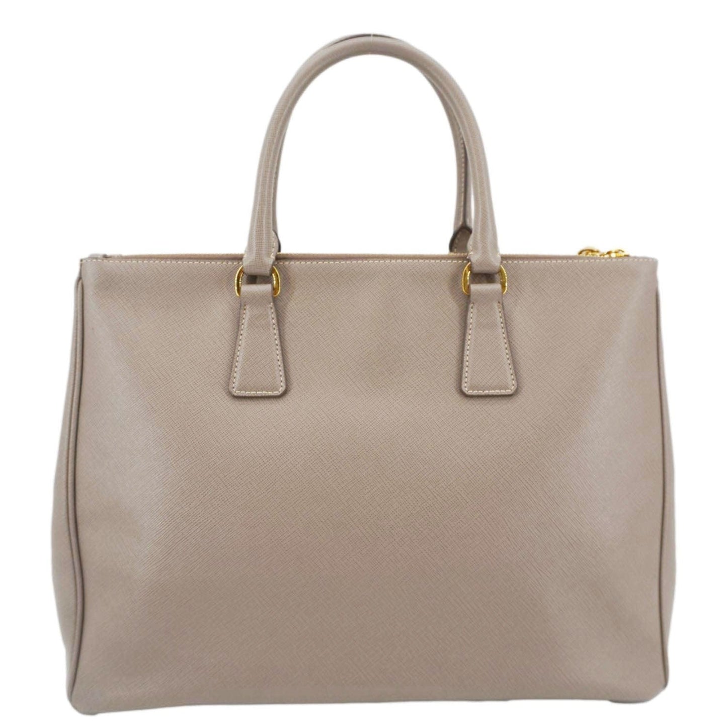 PRADA Double Zip Medium Lux Saffiano Leather Tote Argilla