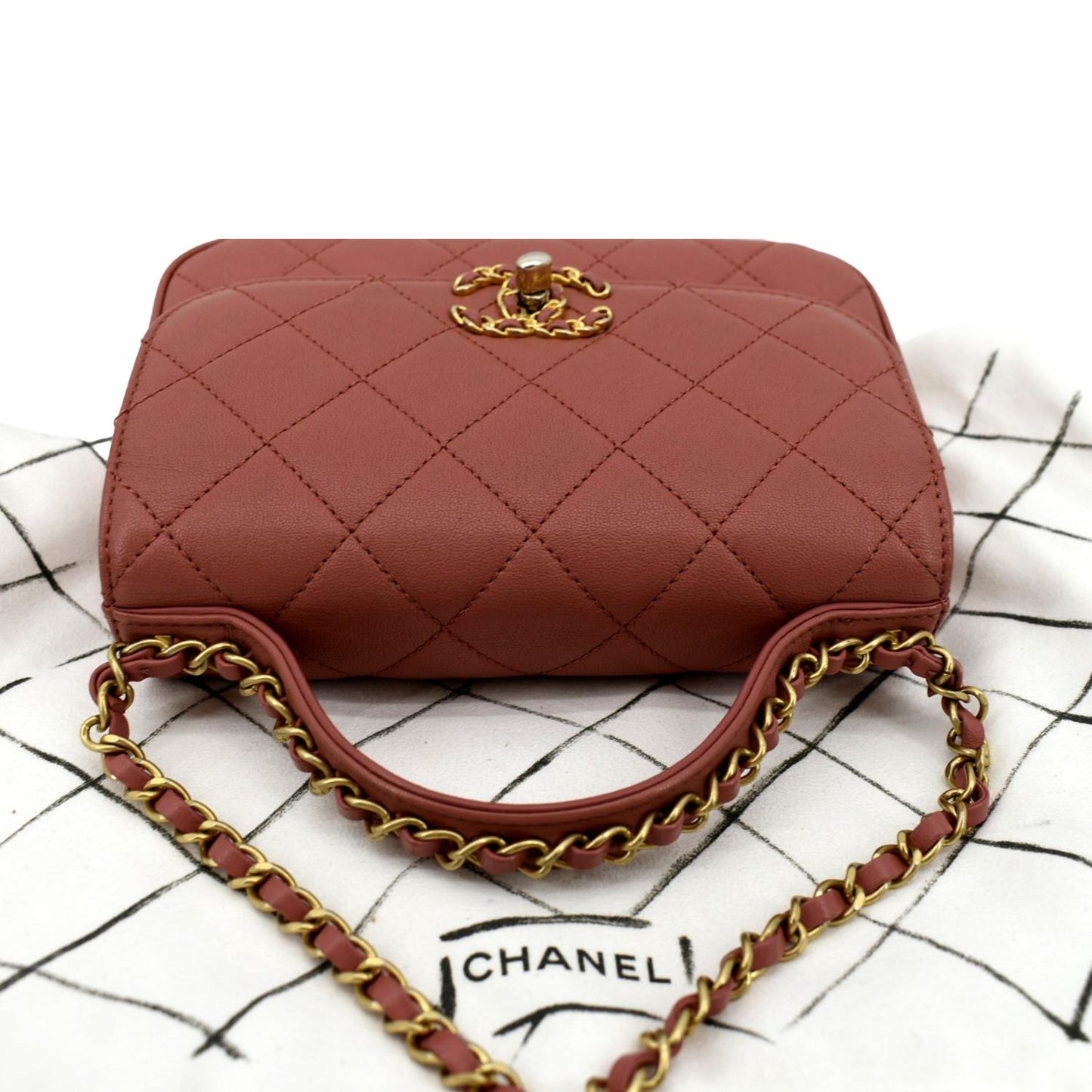 Chanel Infinity Chain Quilted Leather Crossbody Bag Pink