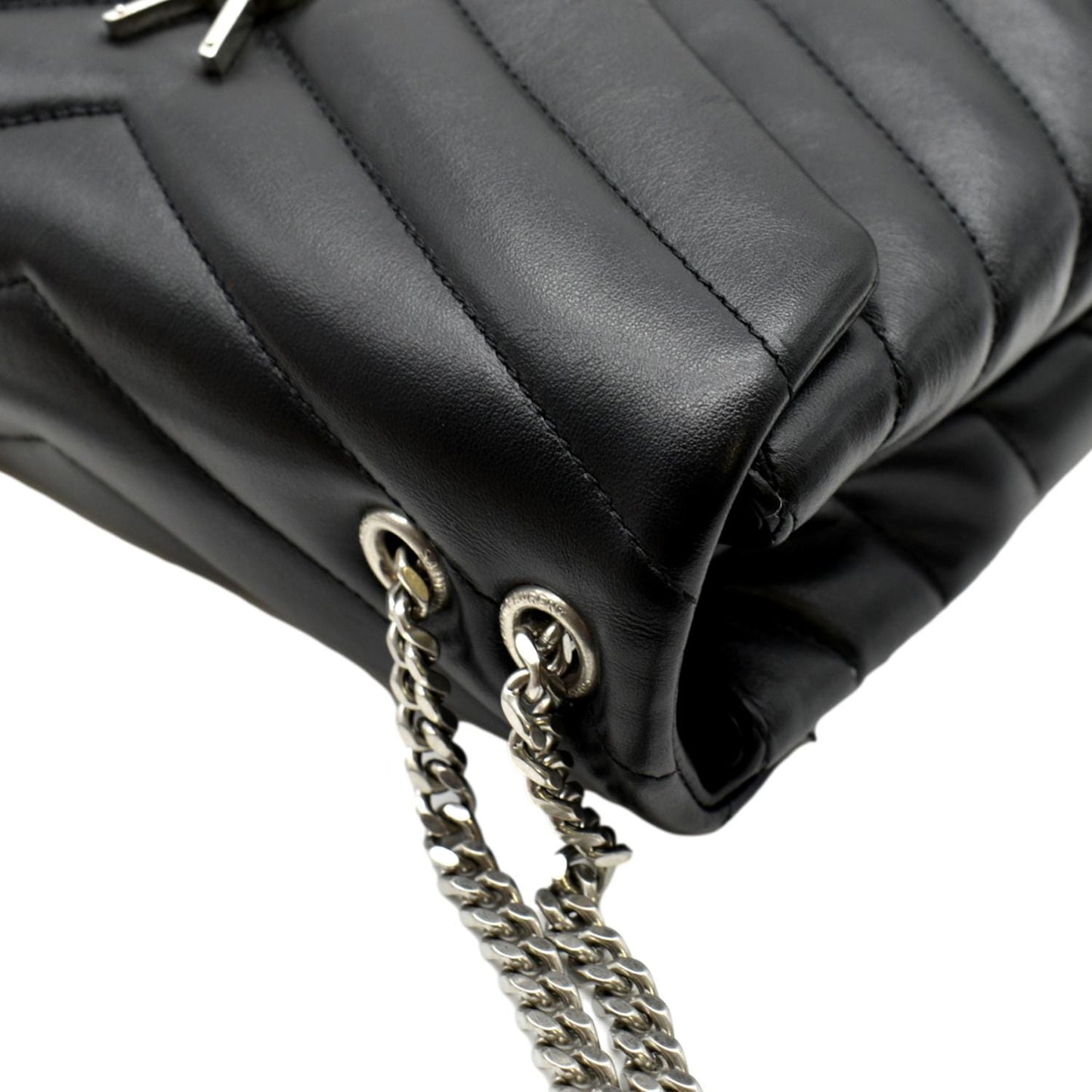 SAINT LAURENT Loulou Small Matelasse Leather Chain Shoulder Bag Black