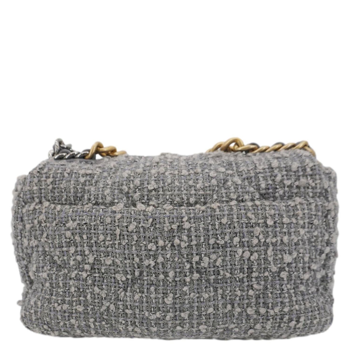 Chanel 19 Flap Medium Quilted Tweed Shoulder Bag Gray