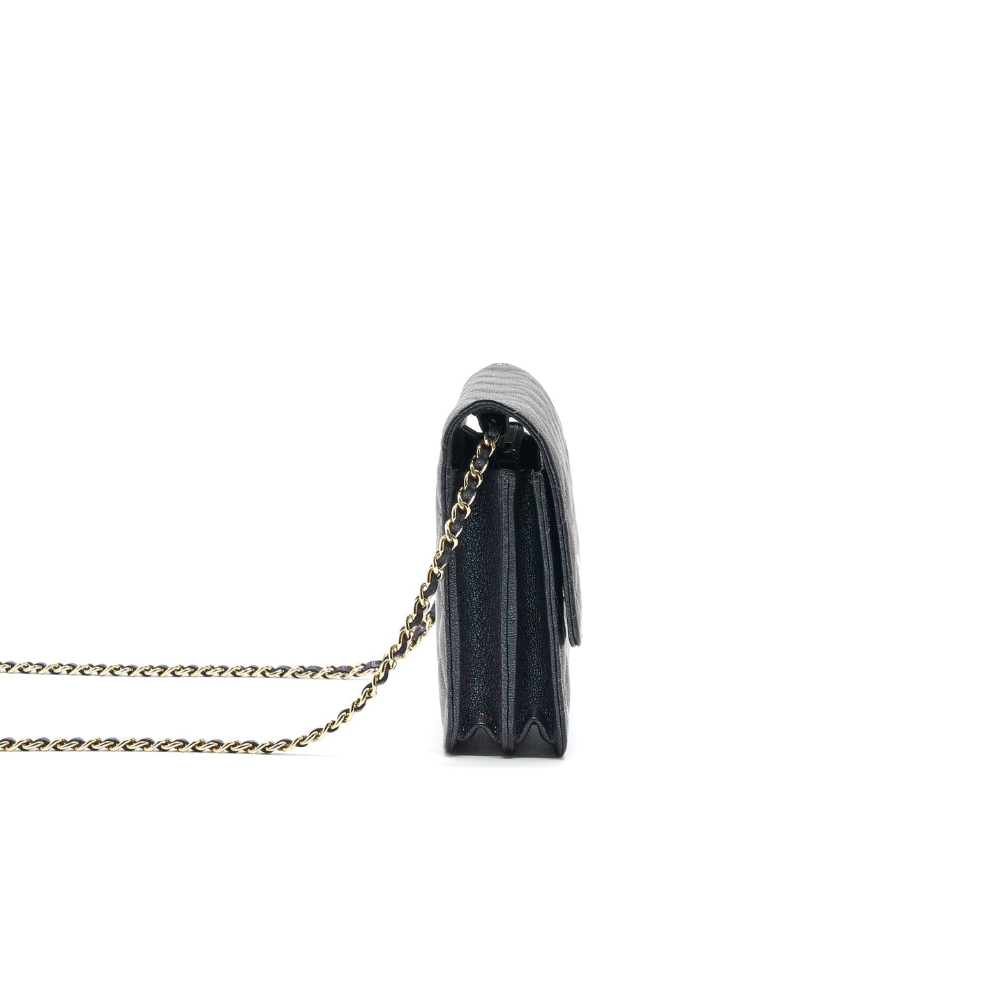 Chanel Classic Square Wallet on Chain Caviar Iridescent Purple LGHW Crossbody
