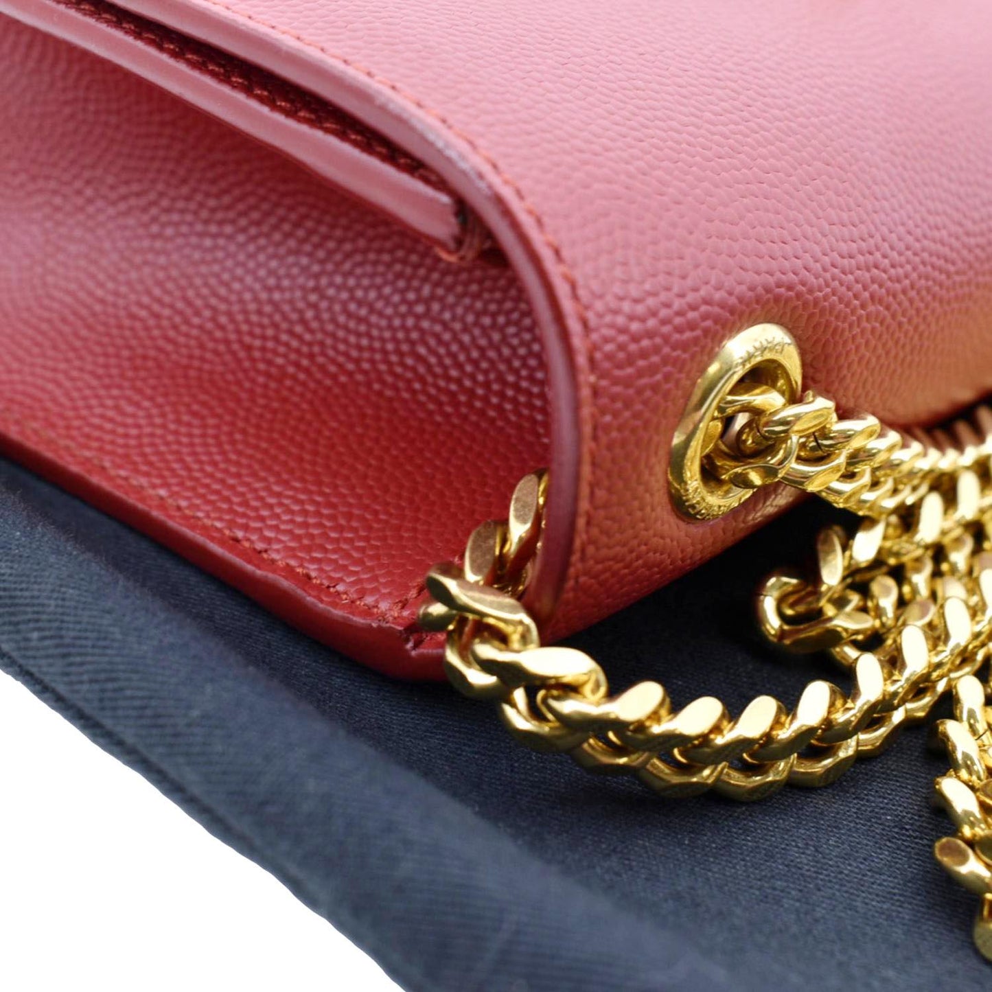 SAINT LAURENT Kate Small Grain De Poudre Crossbody Bag Red