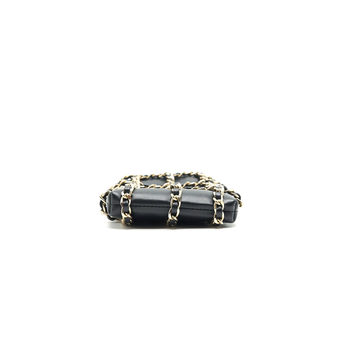 Chanel Gold Clutch O Chain Phone Holder black