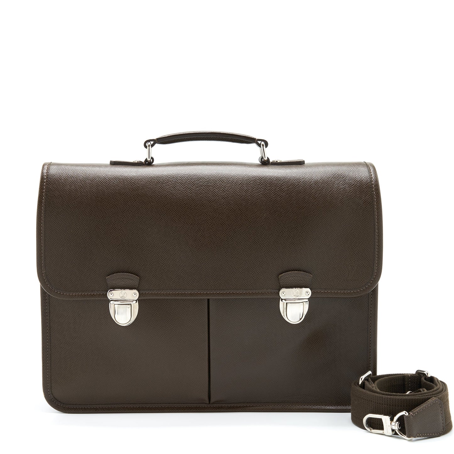 Louis Vuitton Mens Large Briefcase With Shoulder Strap Dark Brown SHW