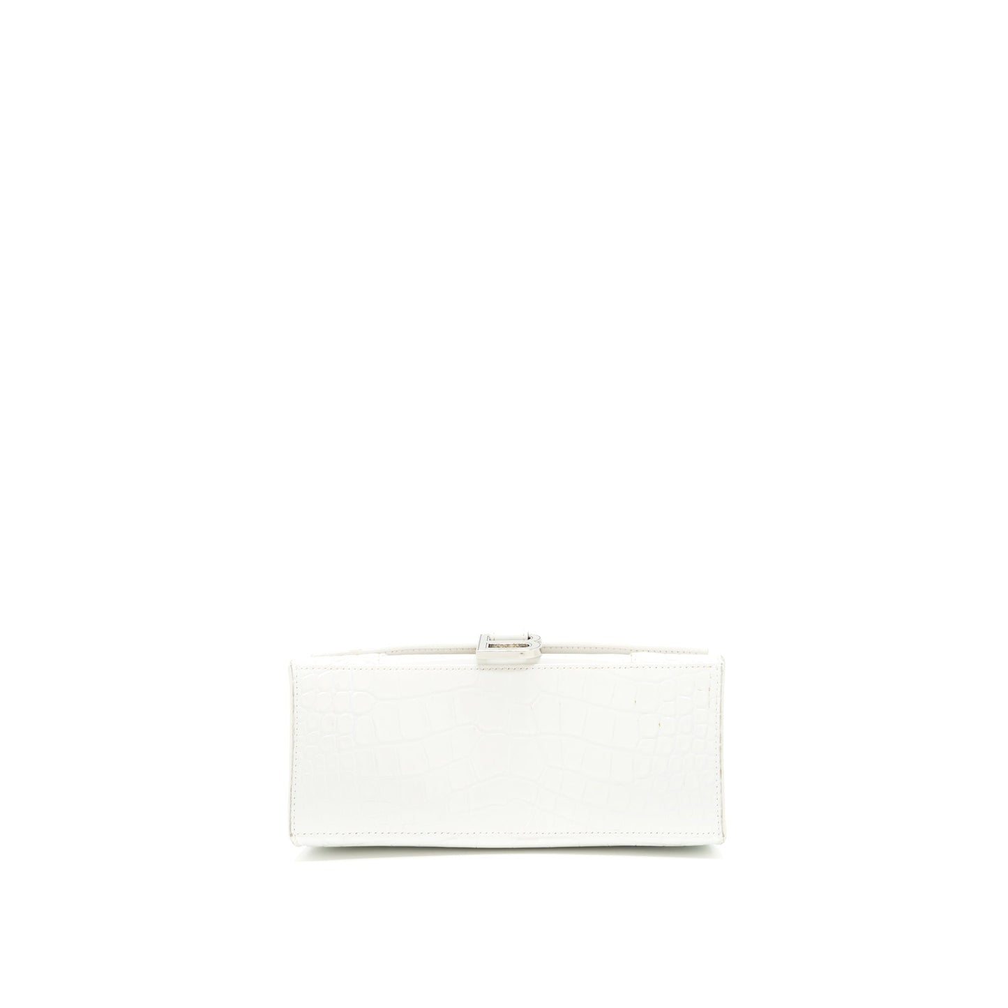 Balenciaga Hourglass S Crocodile-Embossed Calfskin White