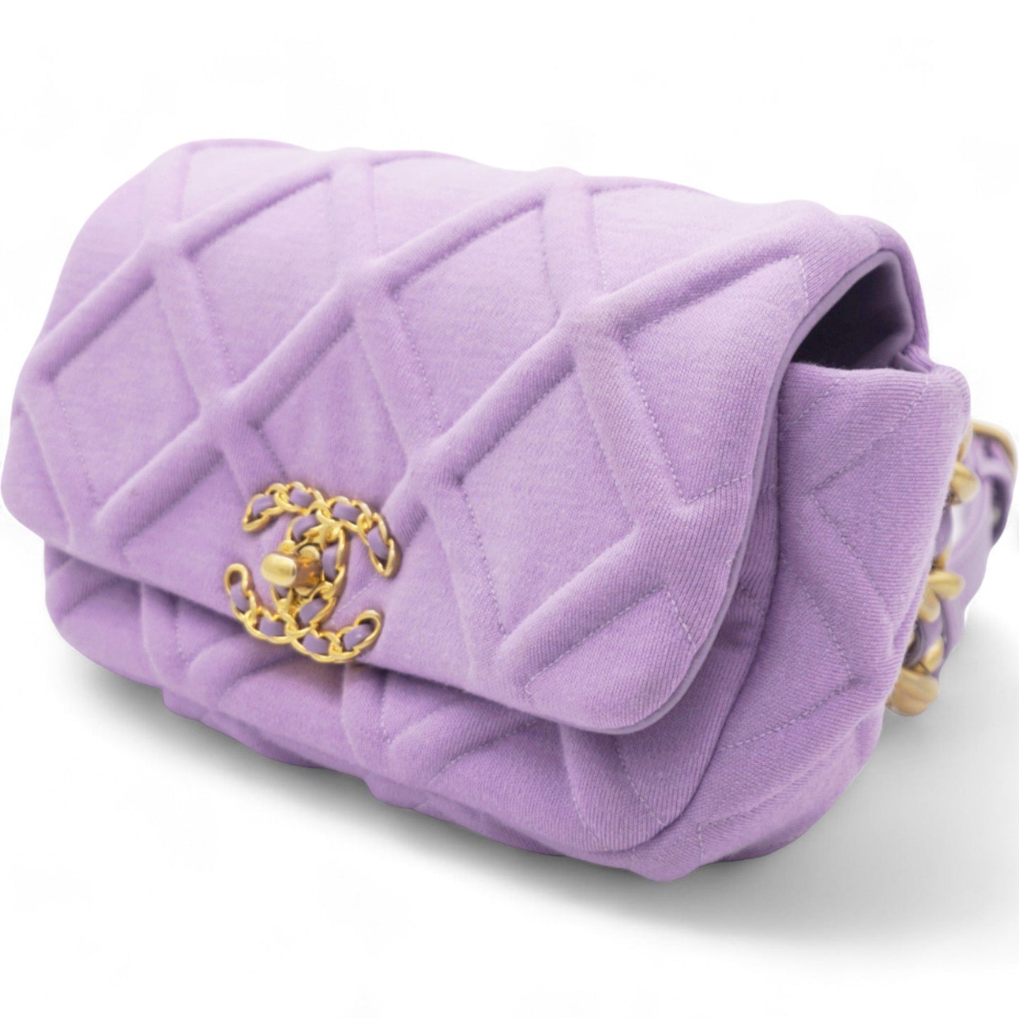Jersey Lambskin Quilted Medium Chanel 19 Light Flap Purple Shoulder Bag