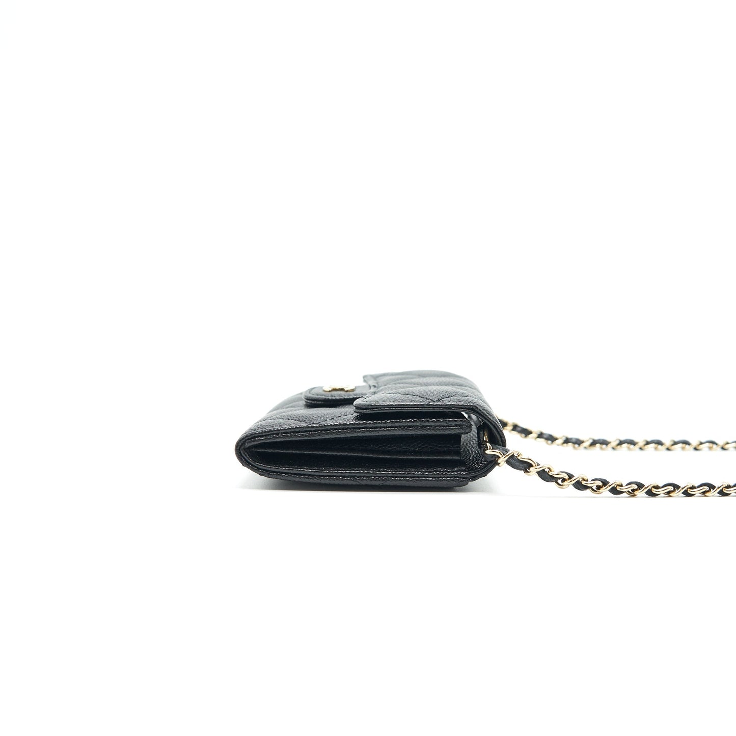 Chanel Classic Card Holder with Chain black L Serial 30
