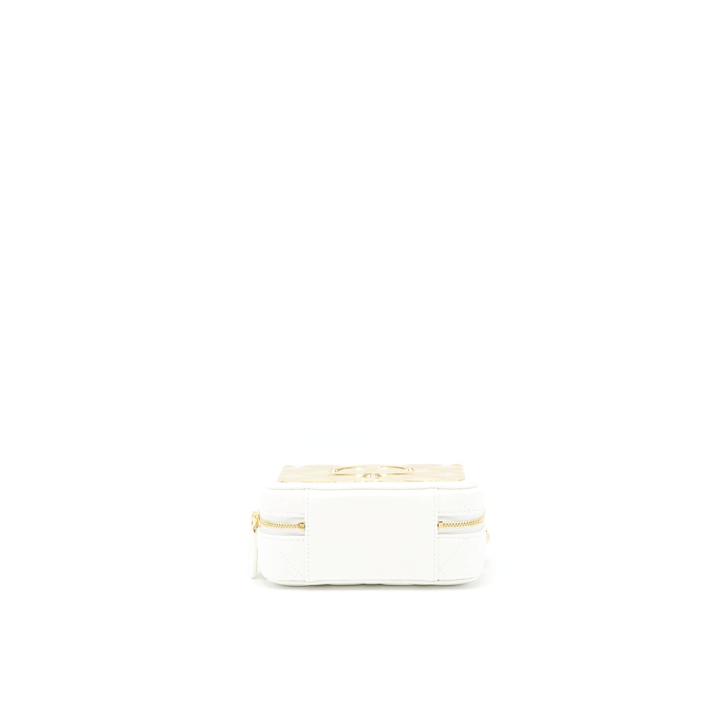 Chanel 21K Small Metal plate Vanity with chain Lambskin White
