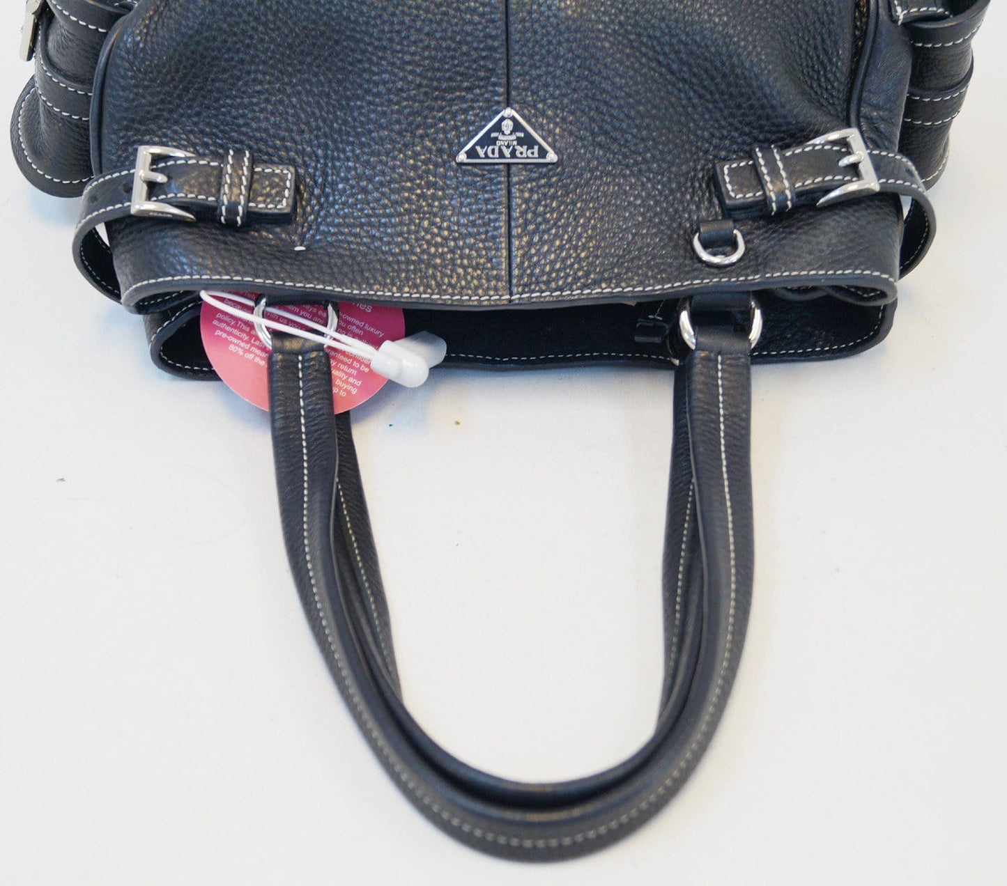 Prada Vitello Daino Black Calfskin Leather Shoulder Bag