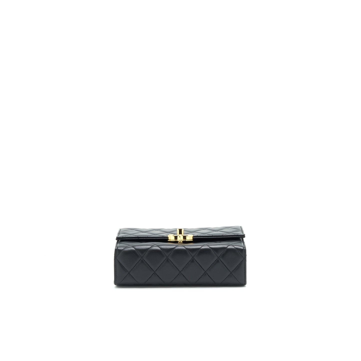 Chanel 21K Gold Metal Mini Flap Bag With Handle Black