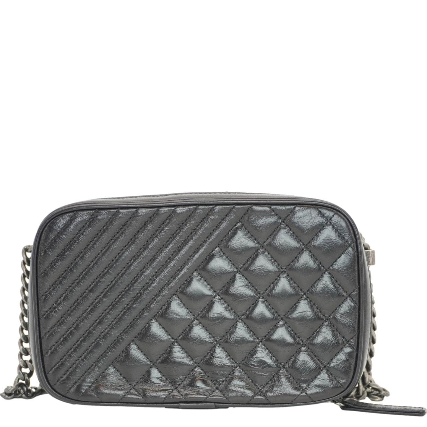 Chanel Coco Boy Small Quilted Lambskin Camera Case Shoulder Bag Black