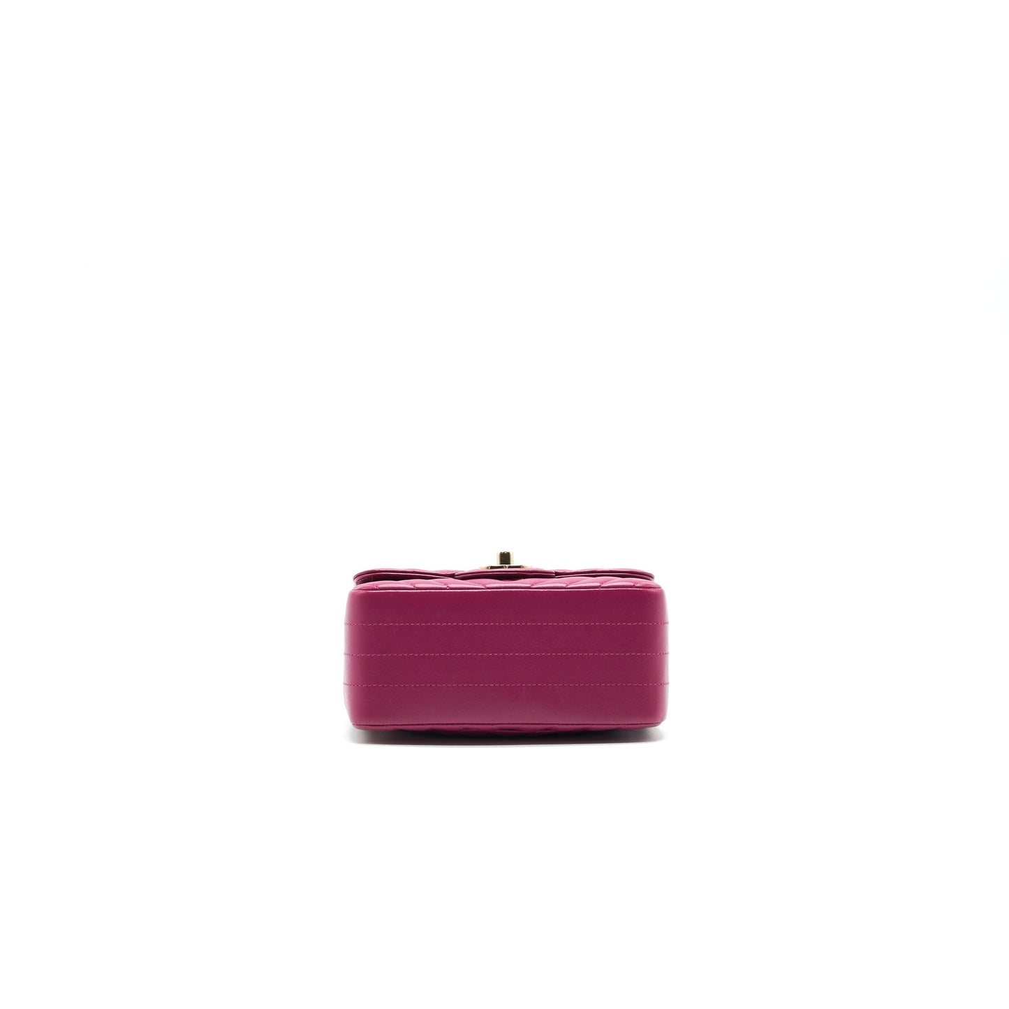 CHANEL MINI SQUARE CHEVRON RASPBERRY RED LAMBSKIN