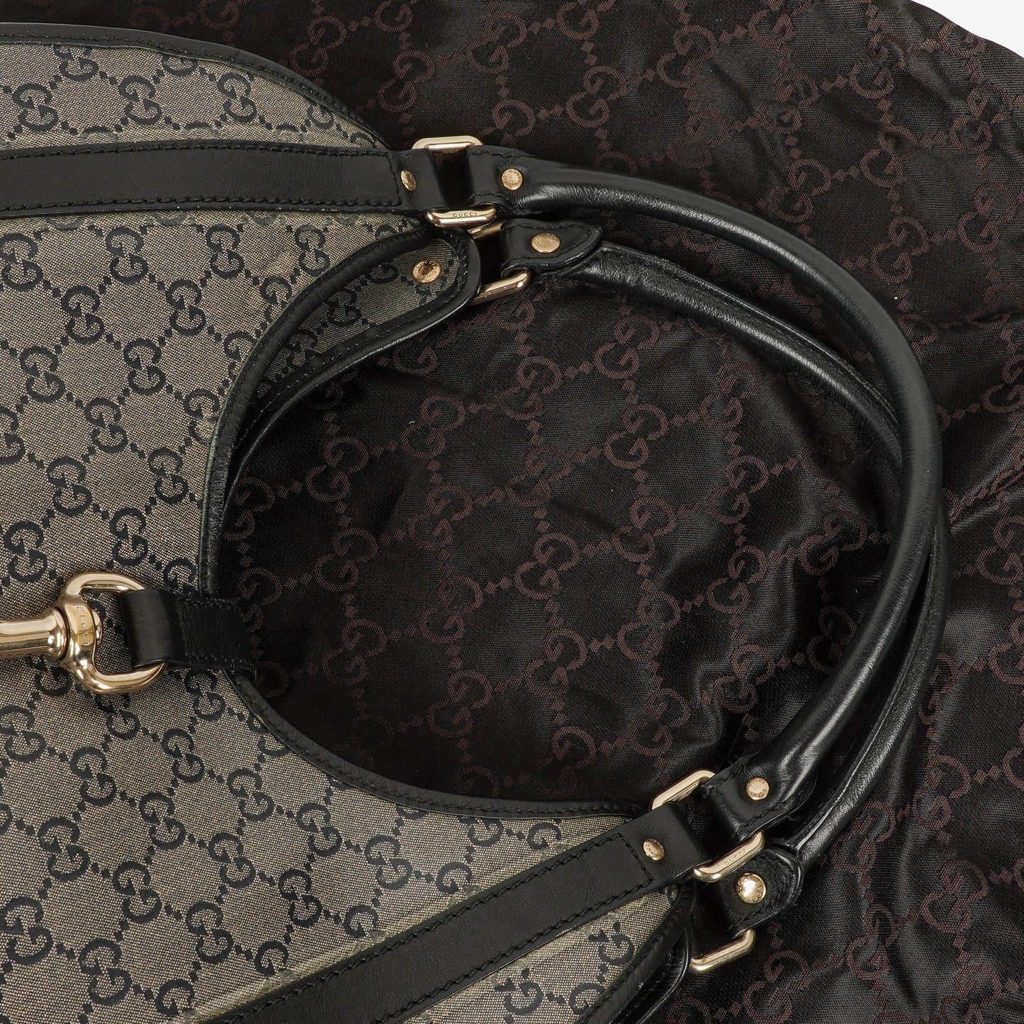 Gucci Jackie Bardot Crystal GG Canvas Shoulder Bag