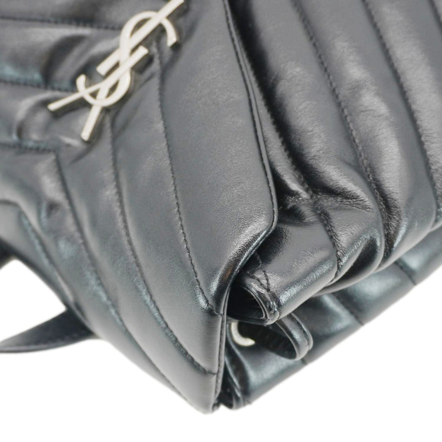 SAINT LAURENT Loulou Small Monogram Calfskin Y Quilted Backpack Black