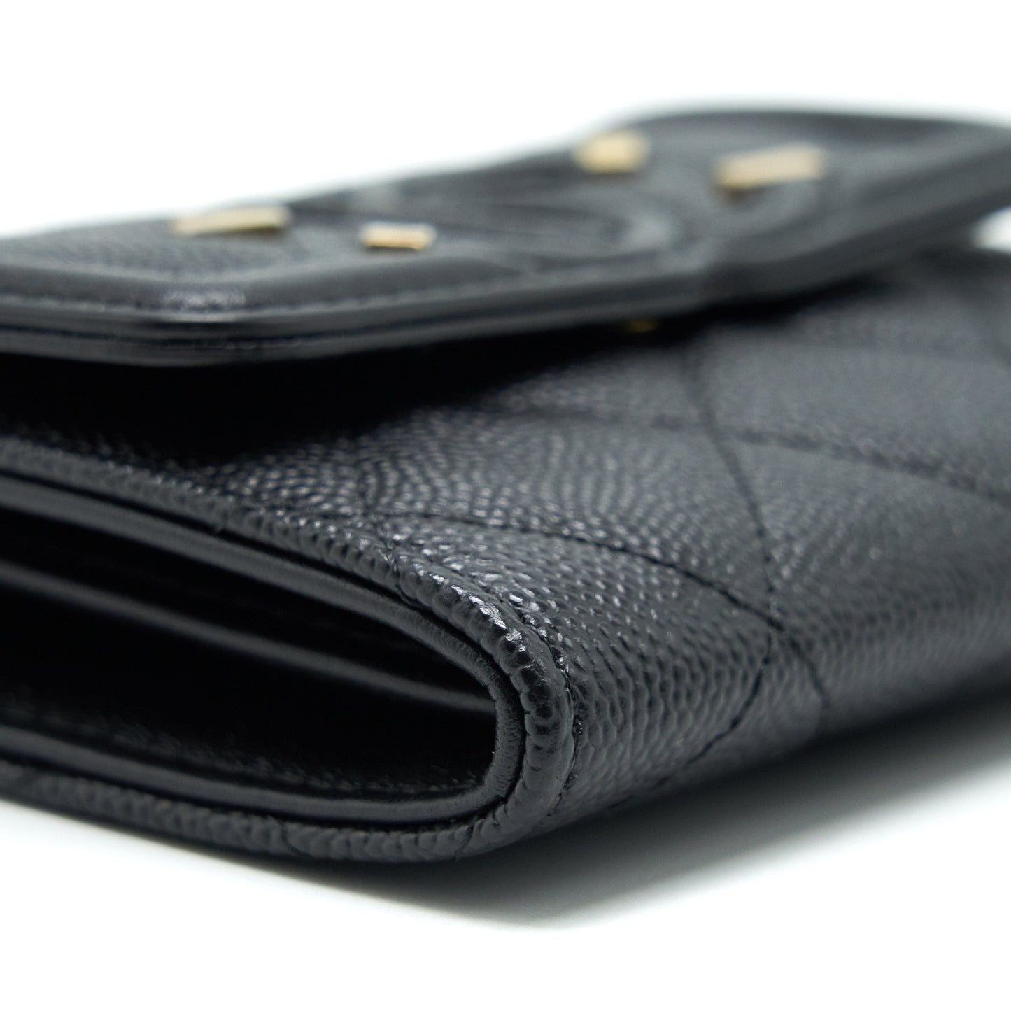 Chanel Filigree Flap Card Holder Caviar Black