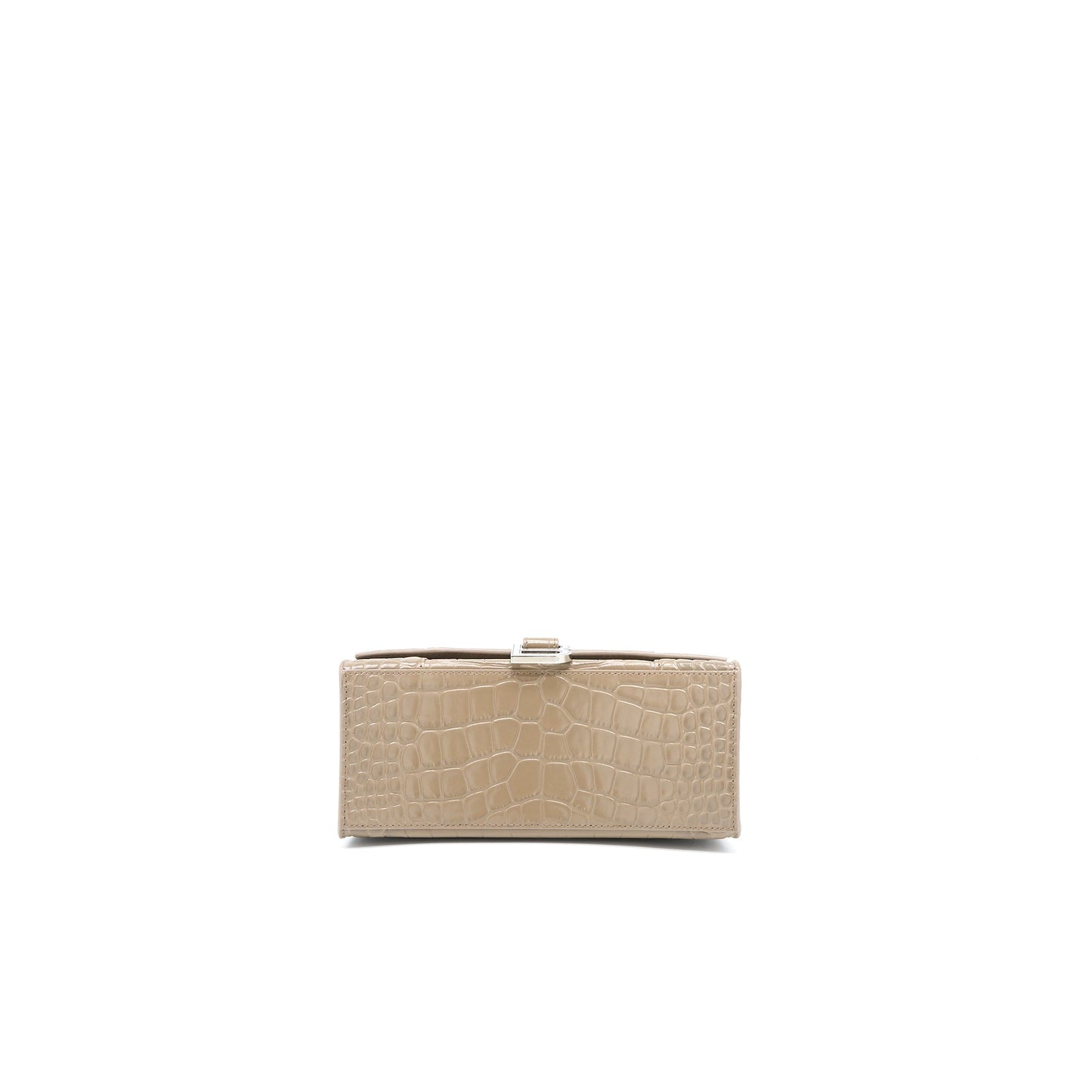 Balenciaga Small Hourglass Purse Cro Embossed Calfskin Dark Beige