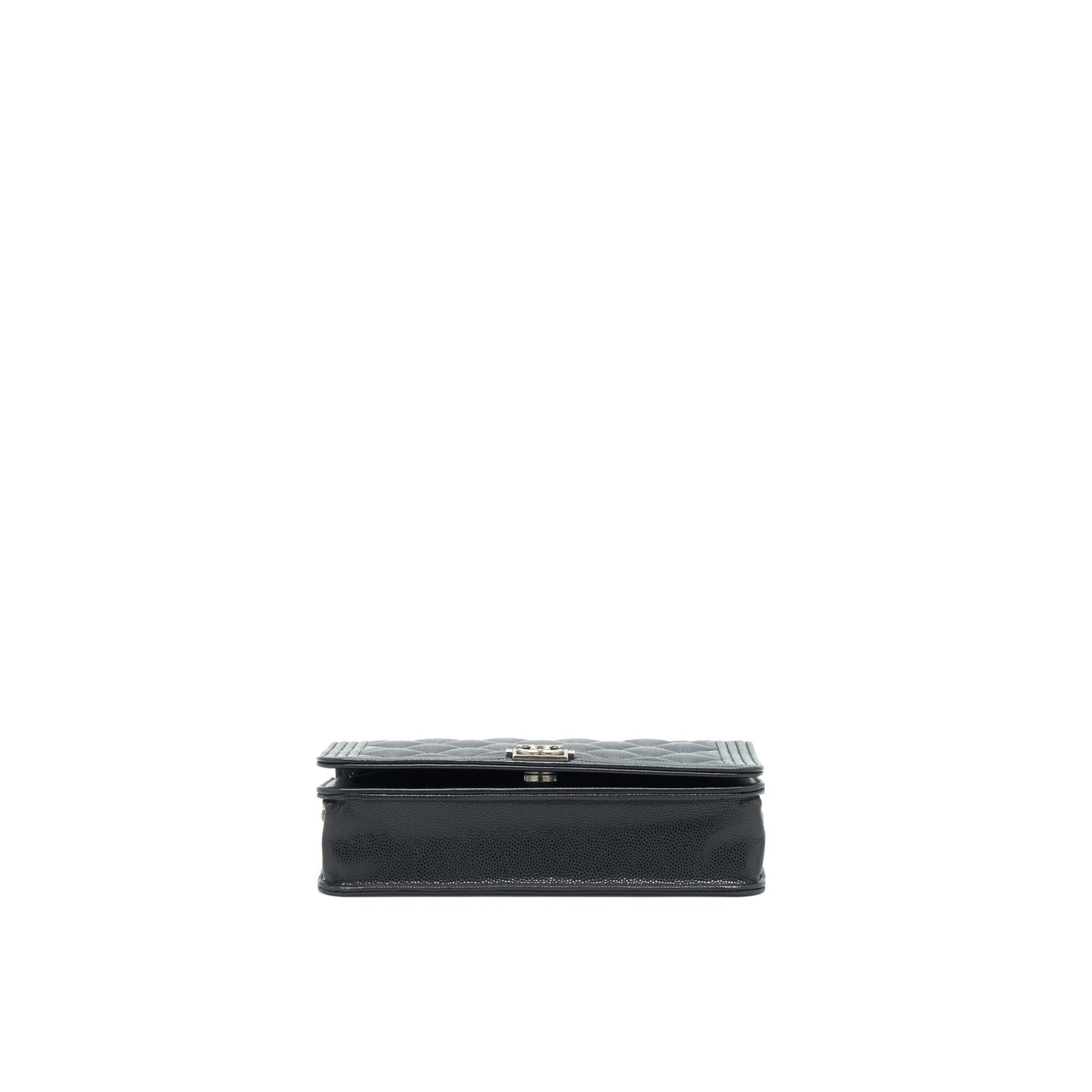 Chanel Boy Wallet On Chain Caviar Black Ruthenium Hardware Microchip