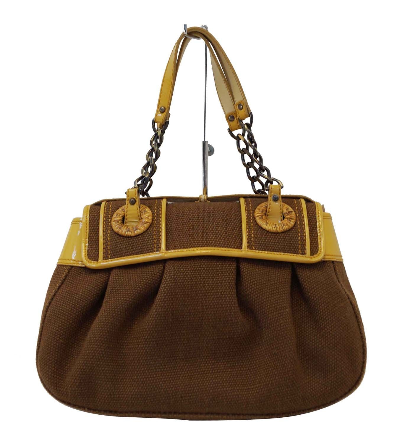 Fendi Raffia B Canvas Brown Shoulder Bag Mint