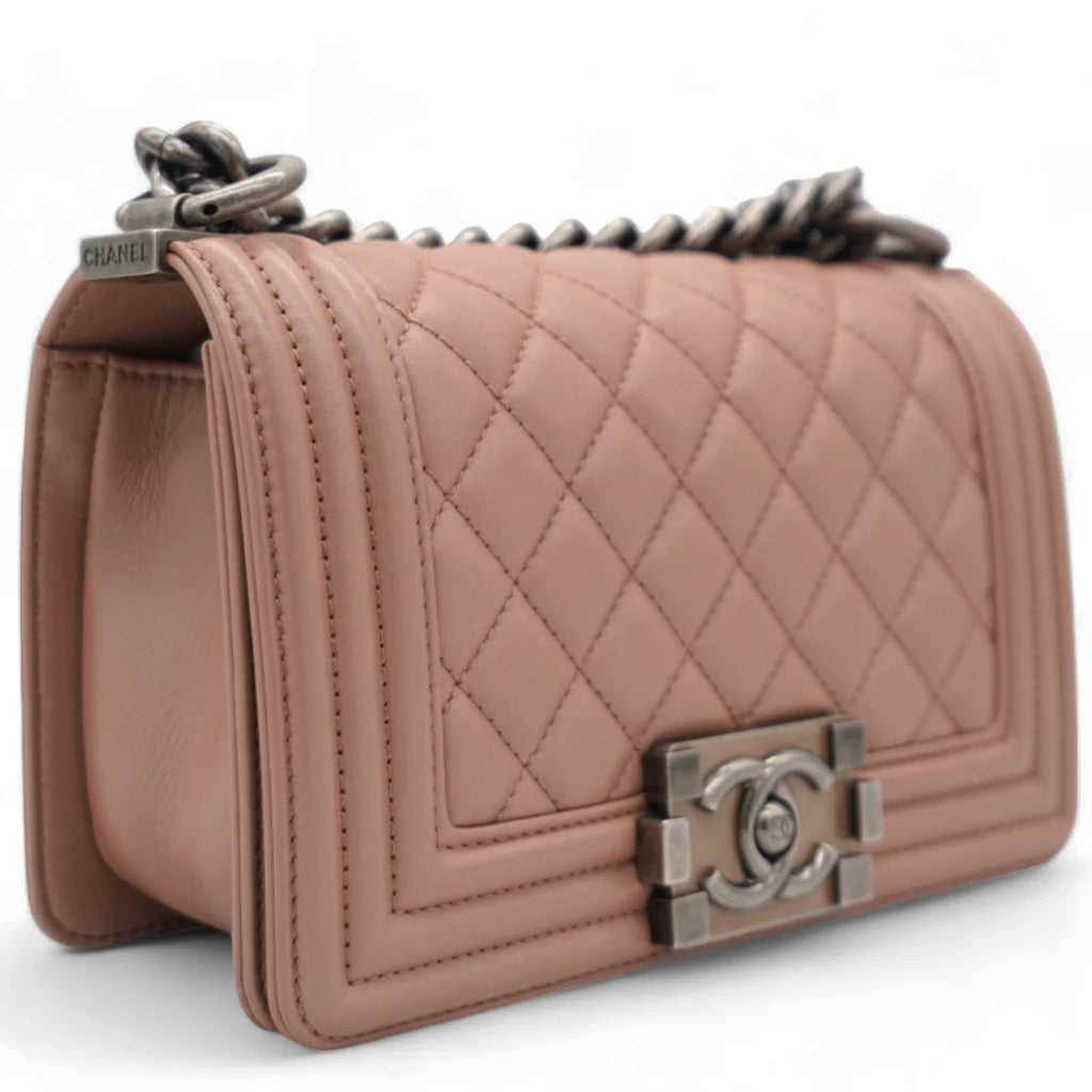 Chanel Blush Pink Quilted Leather Medium Boy Flap Bag