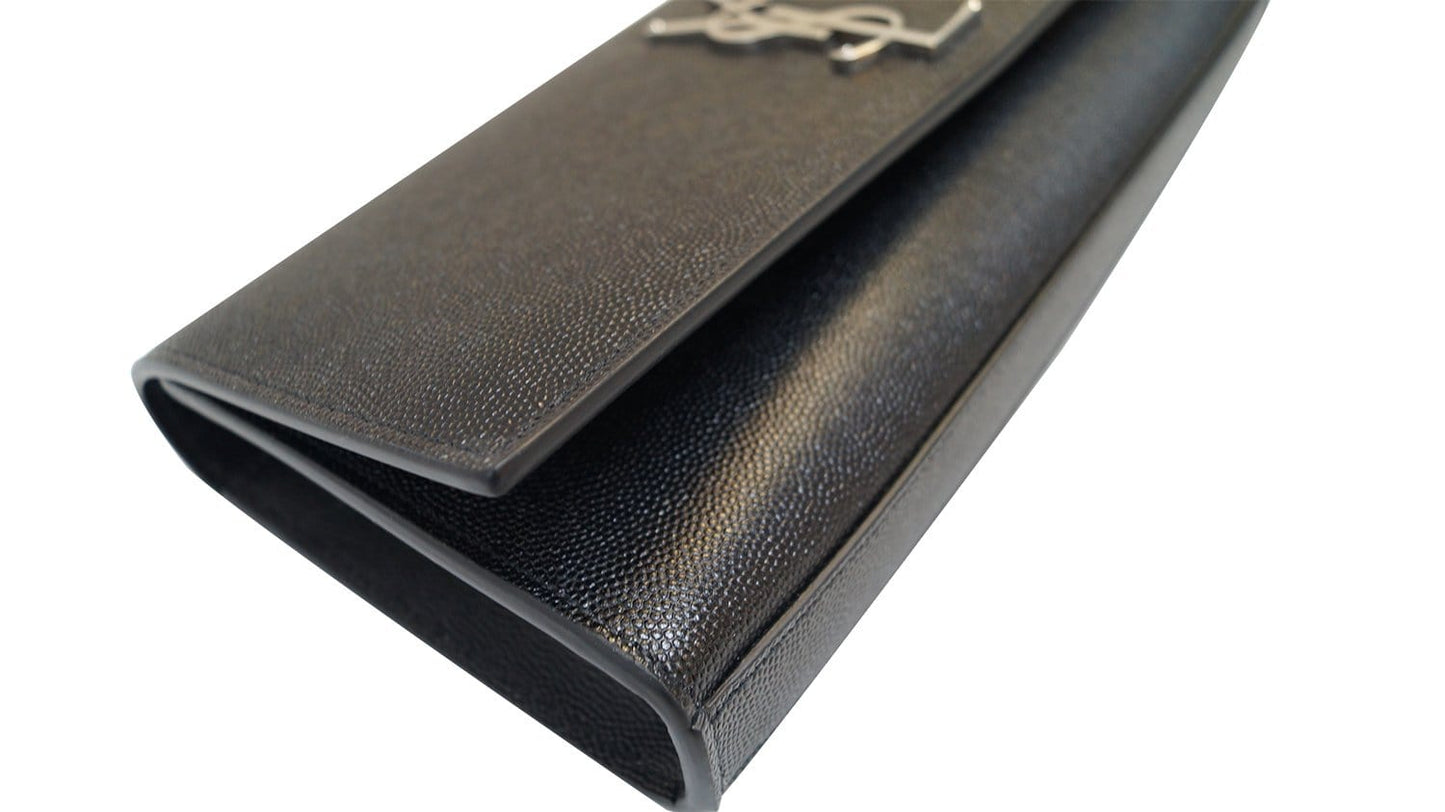SAINT LAURENT Kate Black Leather Clutch