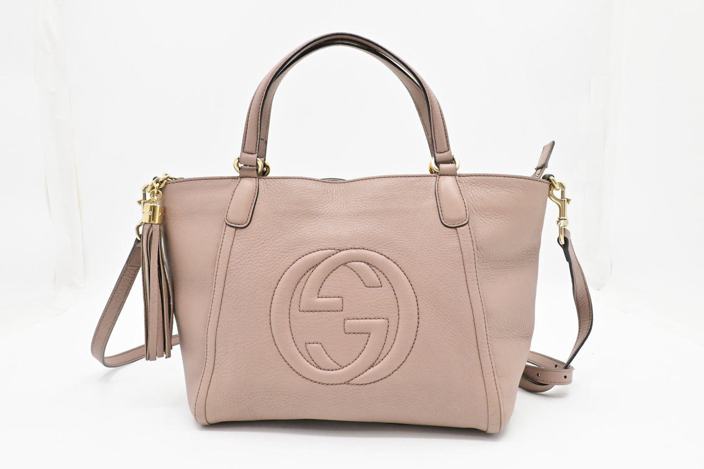 Gucci Soho Cellarius 2-Way Zip Tote in Pale Pink Leather