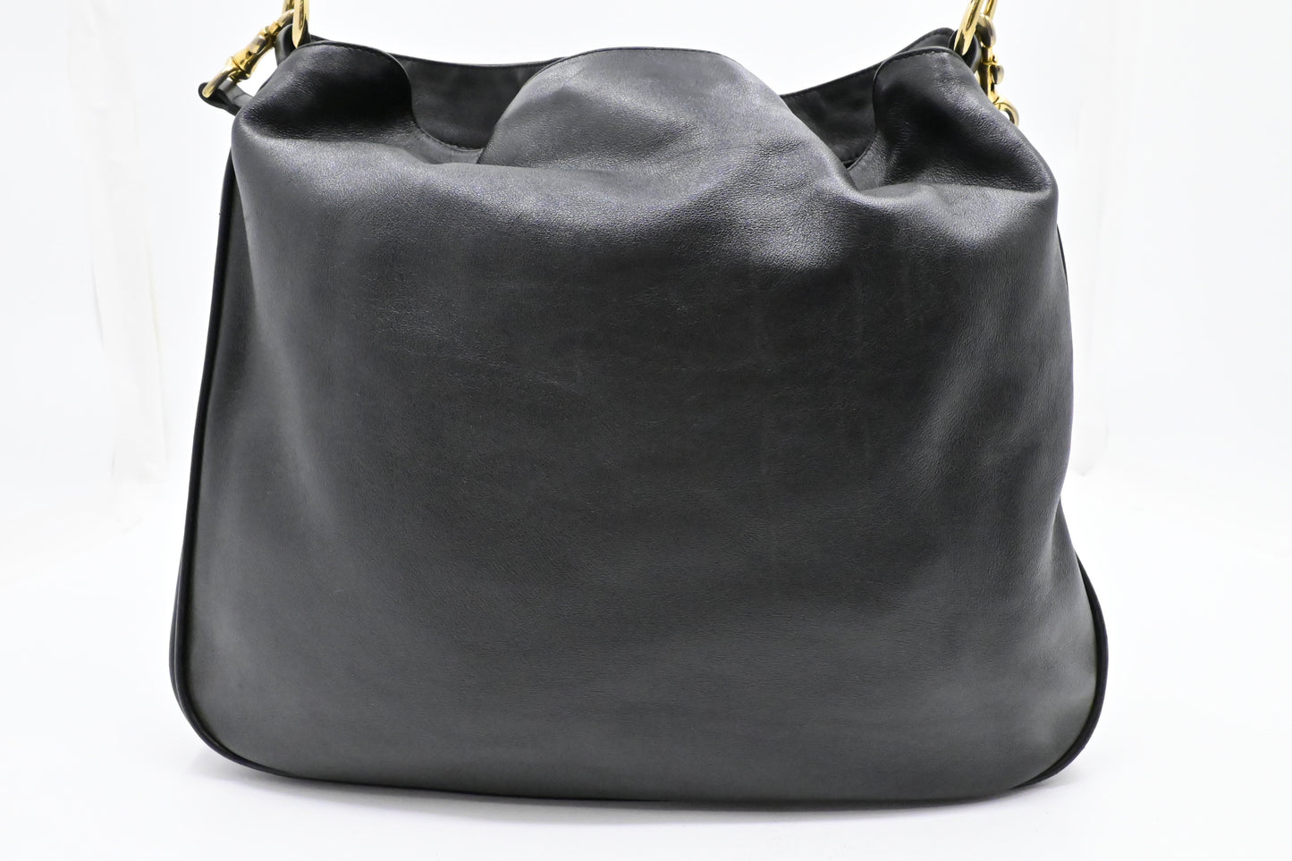 Gucci 2-Way Bamboo Tote Bag in Black Leather