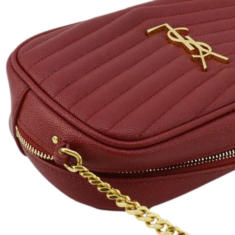 SAINT LAURENT Lou Quilted Leather Camera Crossbody Bag Red