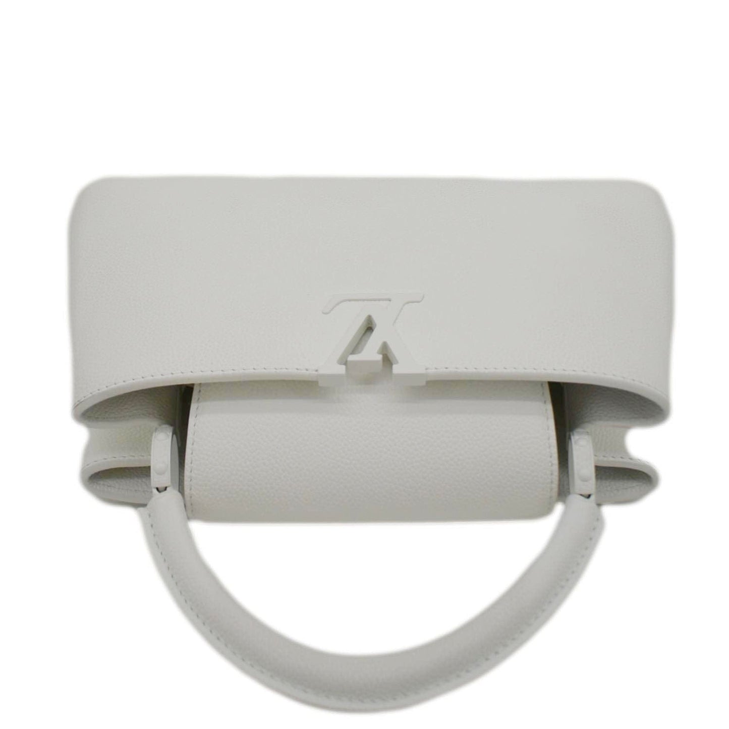 LOUIS VUITTON Capucines East West MM Leather Crossbody Bag White