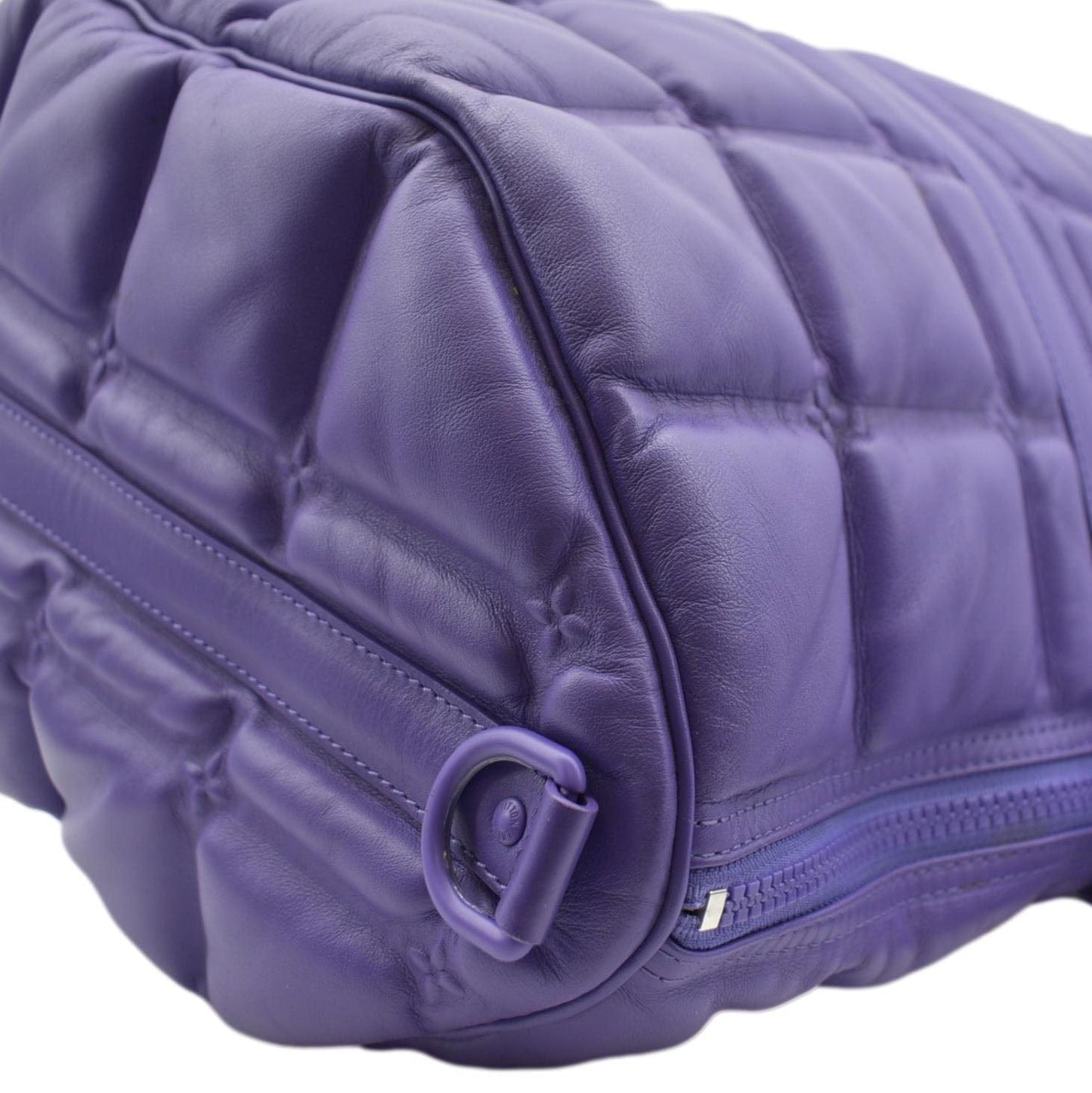 LOUIS VUITTON Keepall 45 Bandouliere Puffy Damier Leather Travel Bag Violet
