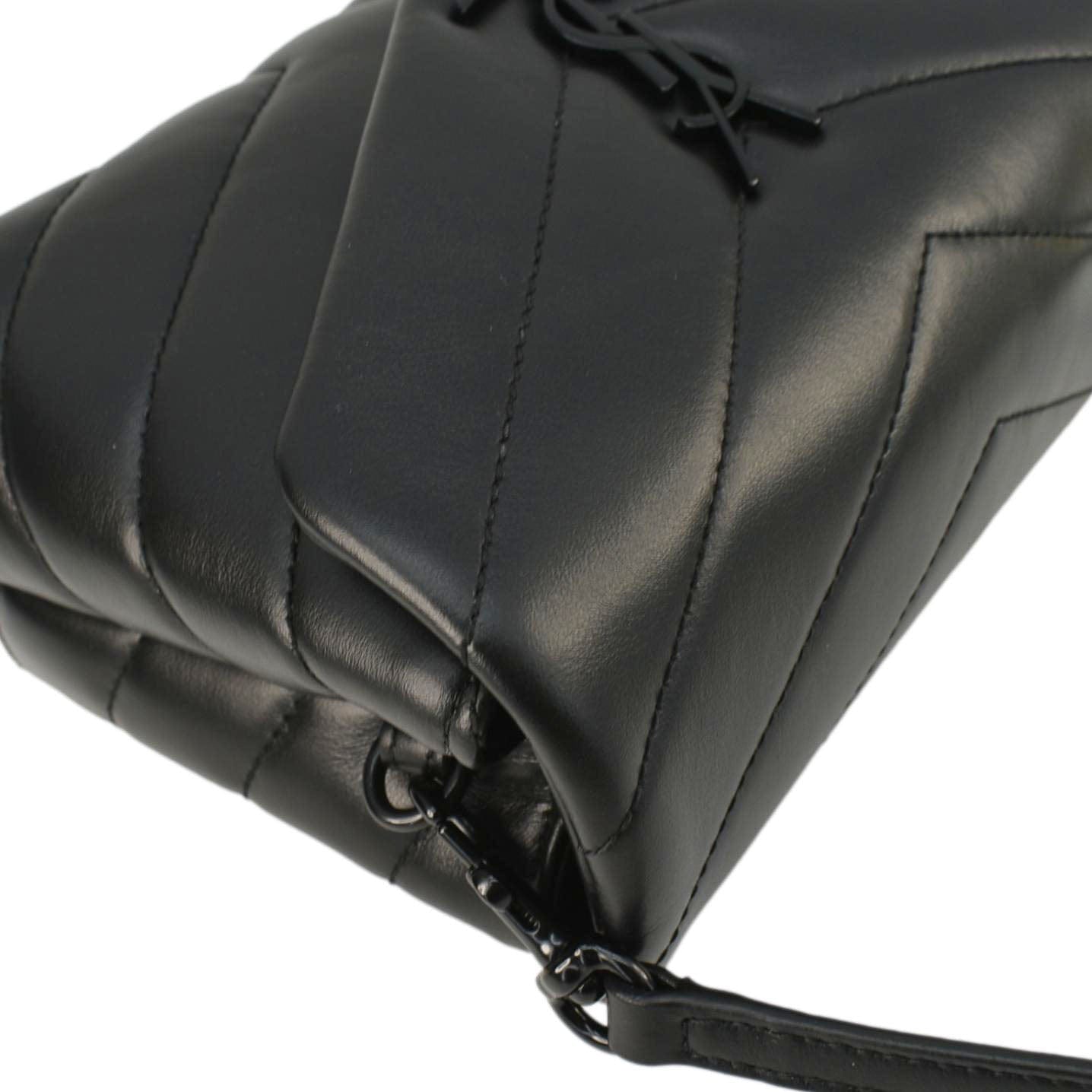 SAINT LAURENT Loulou Toy Quilted Leather Crossbody Bag Black