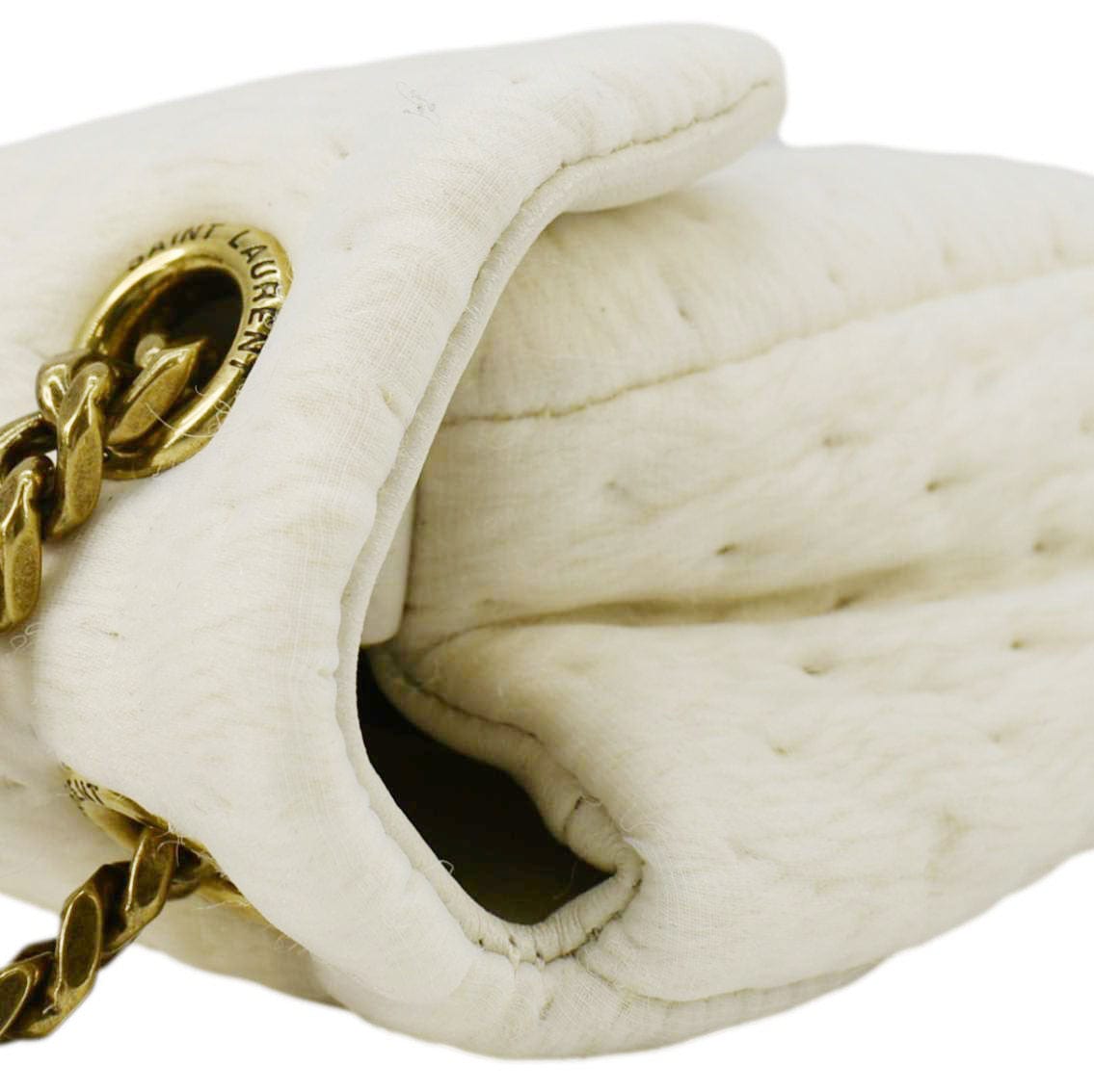 SAINT LAURENT Calypso Organza Leather Crossbody Bag White