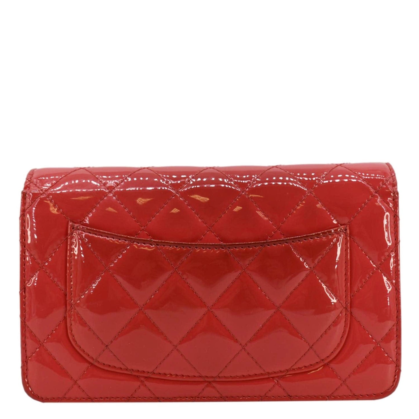 Chanel WOC Quilted Patent Leather Crossbody Bag Red