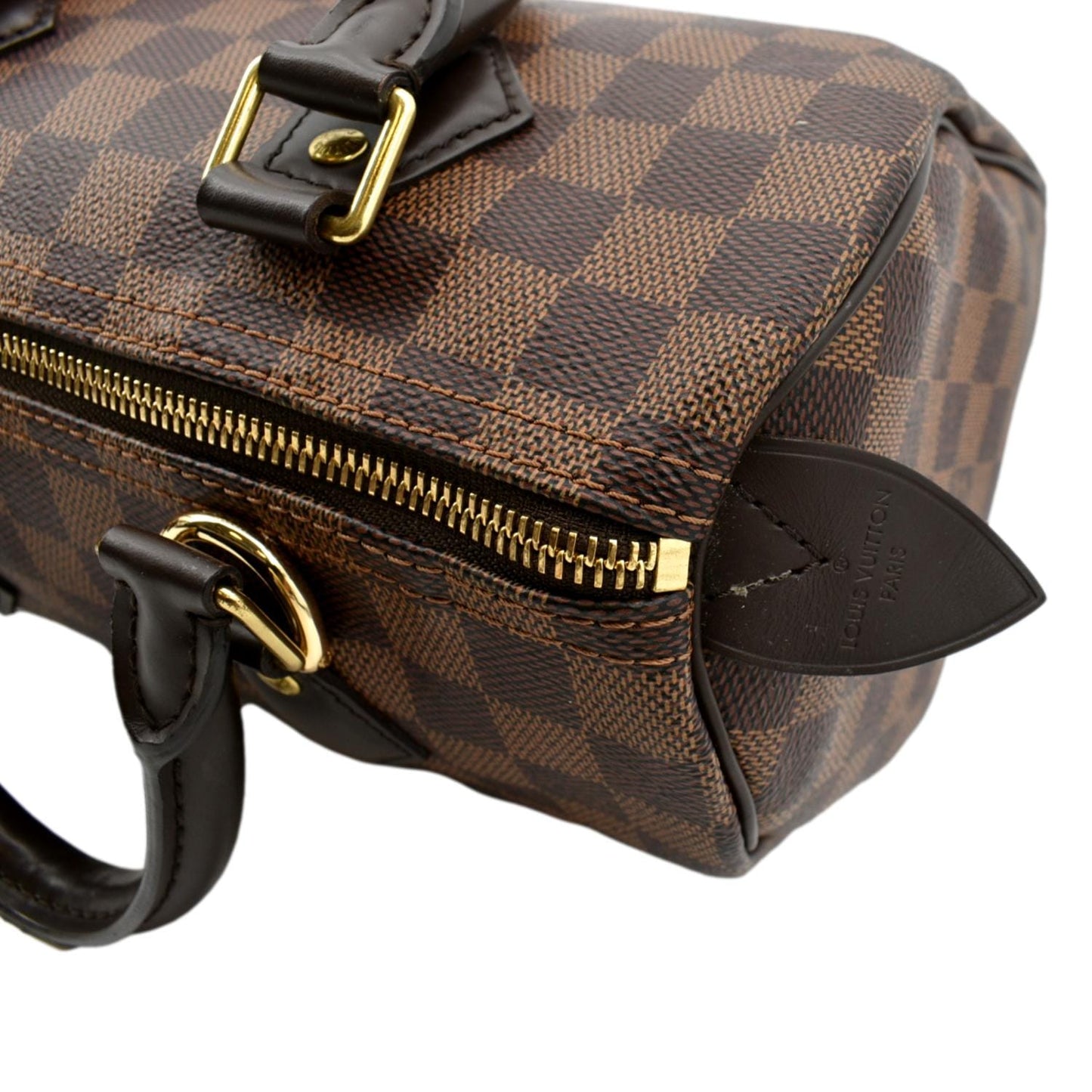 LOUIS VUITTON 25 Damier Ebene Satchel Bag Brown