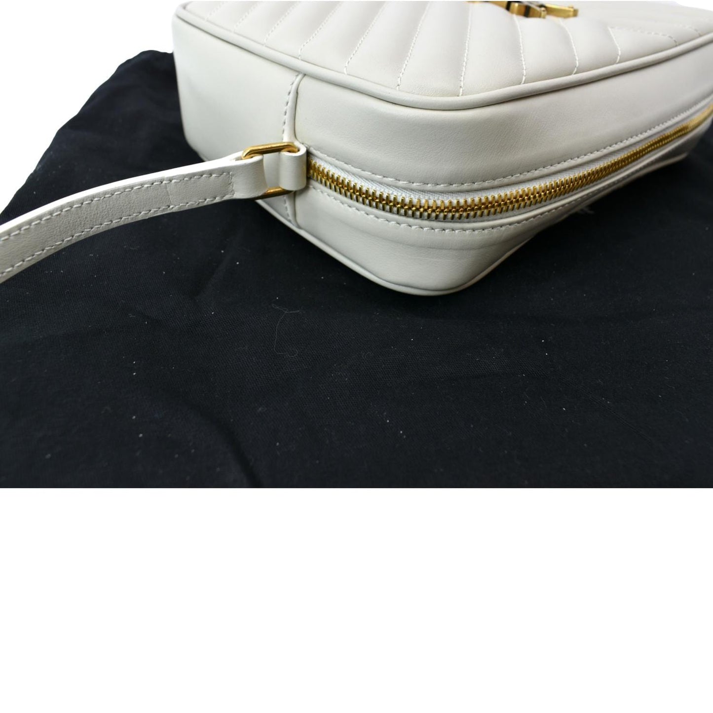 SAINT LAURENT Mini Lou Matelasse Leather Camera Bag White