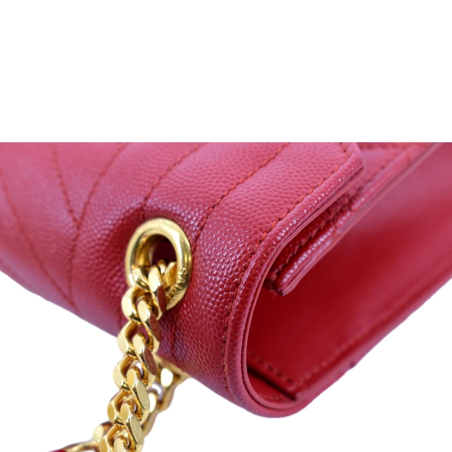 SAINT LAURENT Envelope Flap Matelasse Leather Shoulder Bag Red