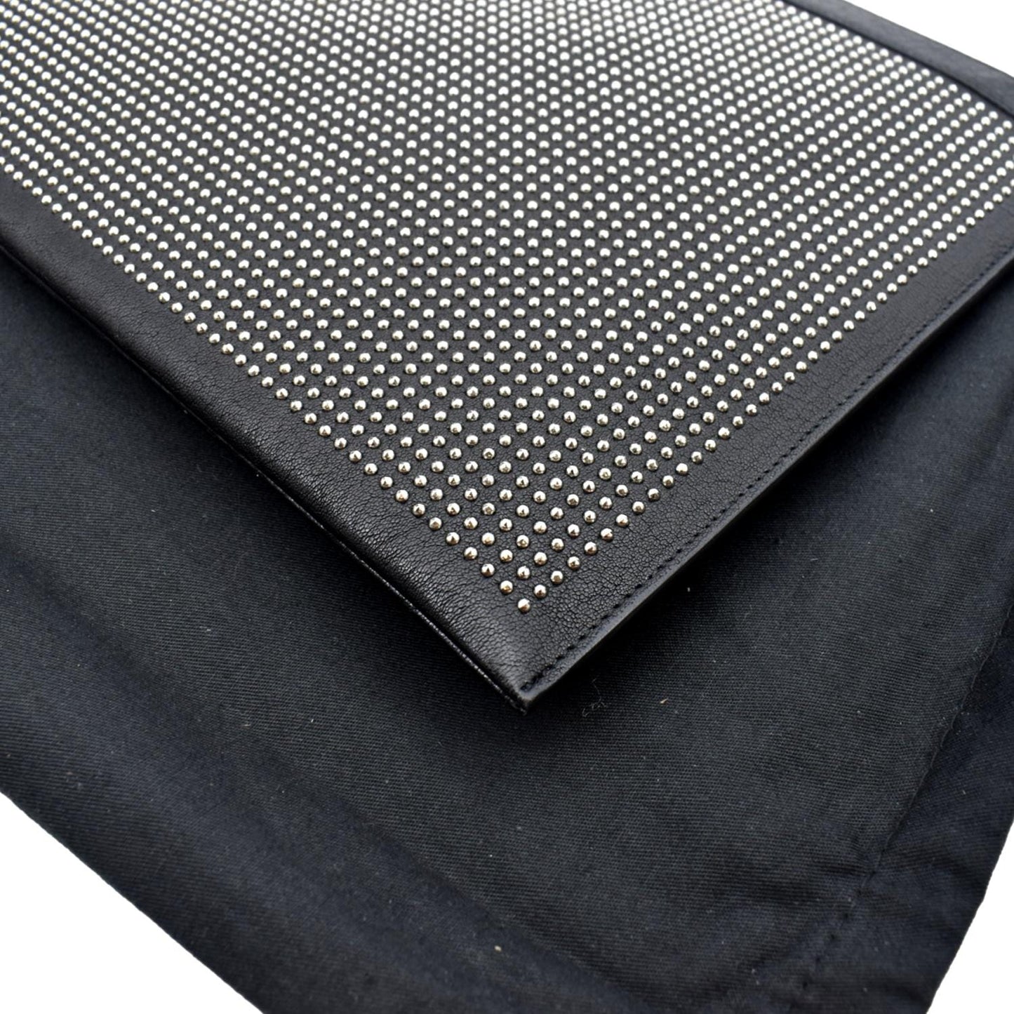 SAINT LAURENT Zip Studded Leather Pouch Black