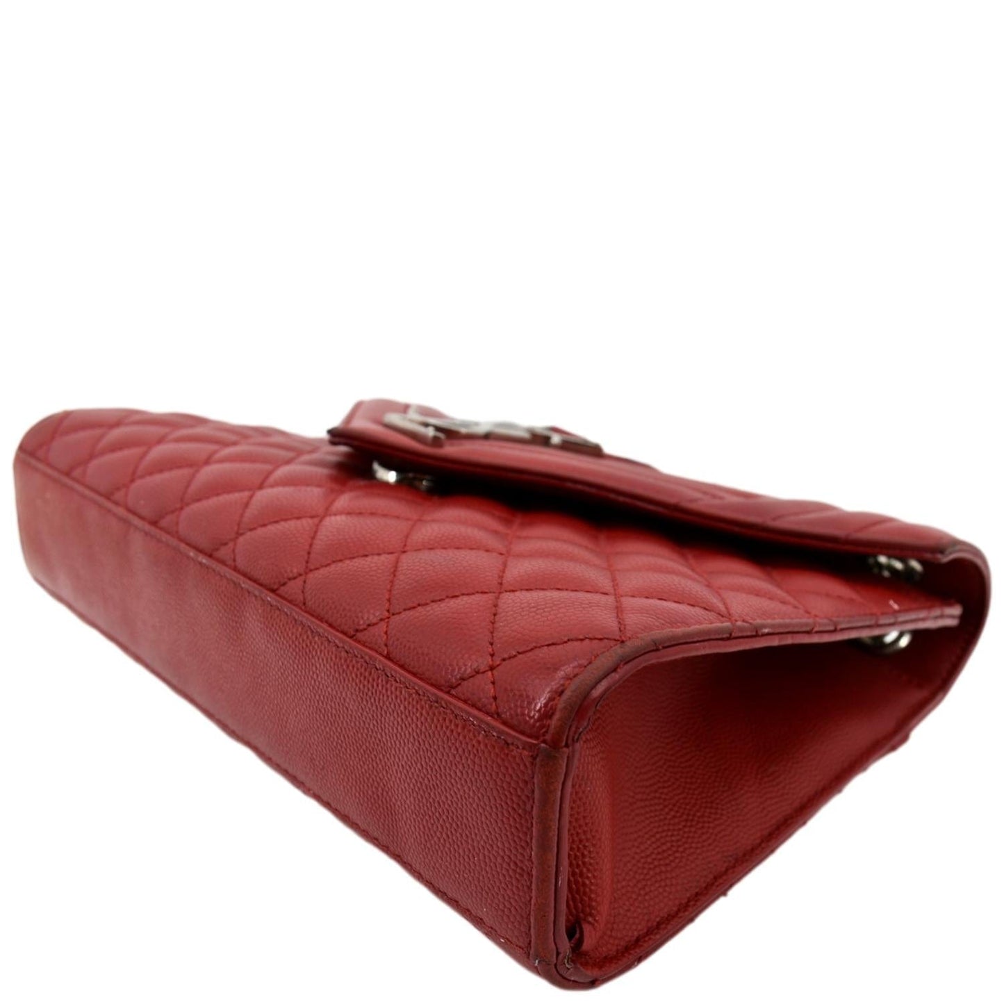 SAINT LAURENT Envelope Flap Matelasse Leather Shoulder Bag Red