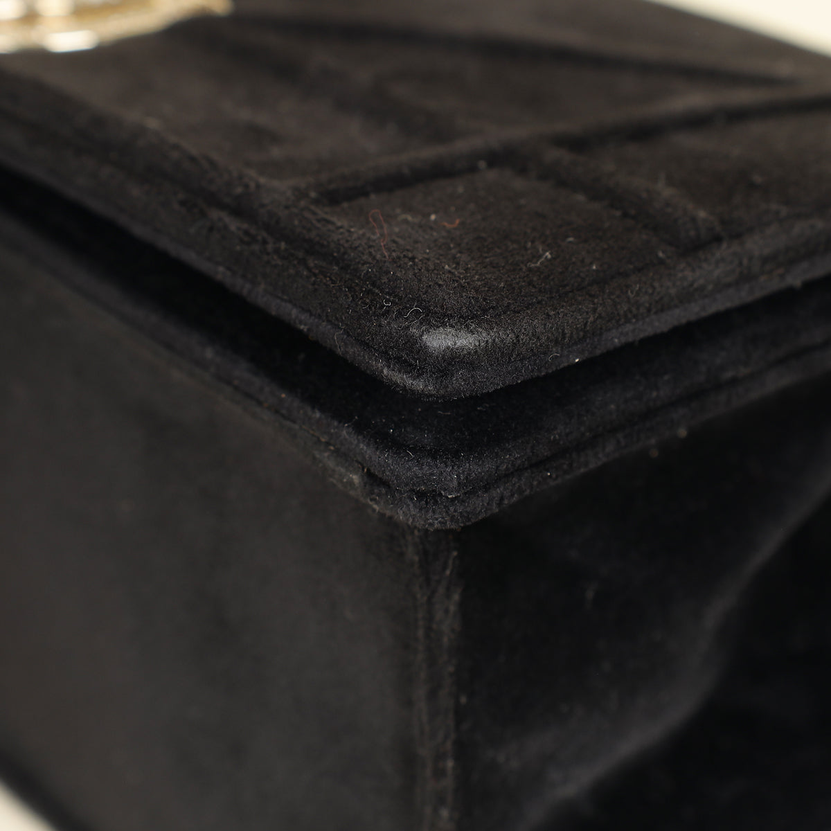 Christian Dior Black Diorama Velvet Small Crystal Lock Shoulder Bag