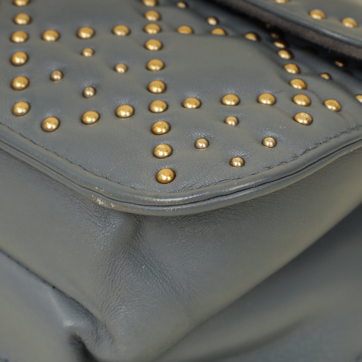 Christian Dior Bluish Grey Cannage Studded DiorAddict Flap Bag