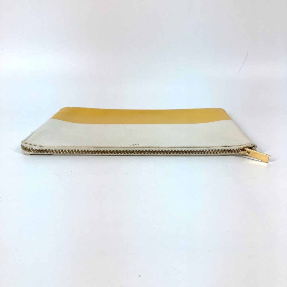CELINE Clutch bag leather White x yellow By color Women
