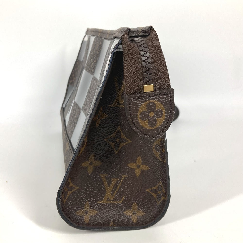 LOUIS VUITTON Clutch bag Plastics , Monogram Canvas Brown Monogram Chess Damier stand pouch