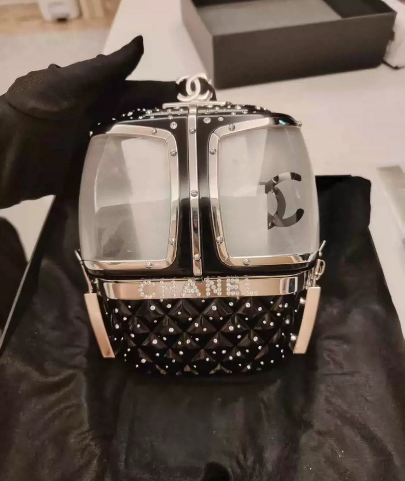 CHANEL 2019 GONDOLA MINAUDIÃRE EVENING CLUTCH BAG BLACK